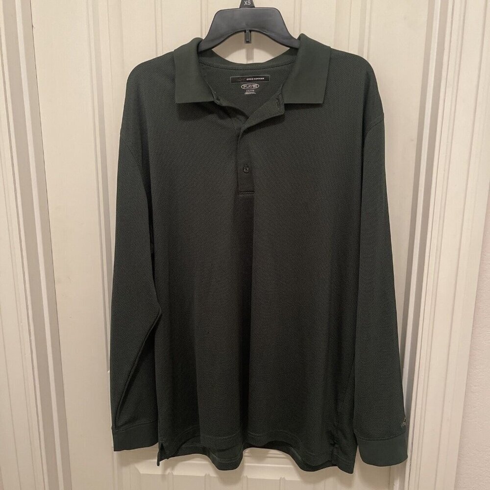 Greg Norman Play Dry Golf Long Sleeve‎ Pullover Men’s Sz XXL Kelly Green & Black